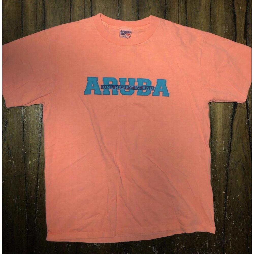 Vintage Sports Stuff Aruba “One Happy Island” T-Shirt Size L Made in USA READ